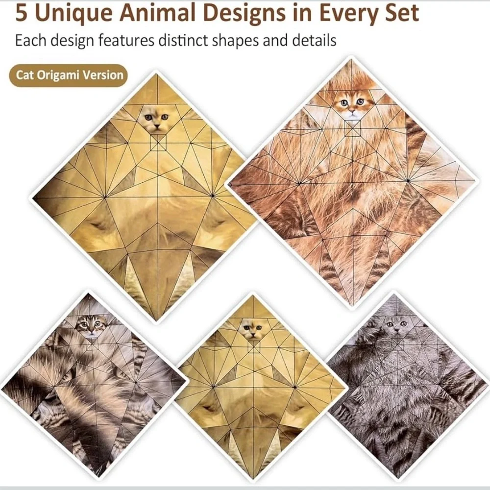 Origami cat folding pages, 48 sheets, 2 sizes, begin friendly, great desk pet G